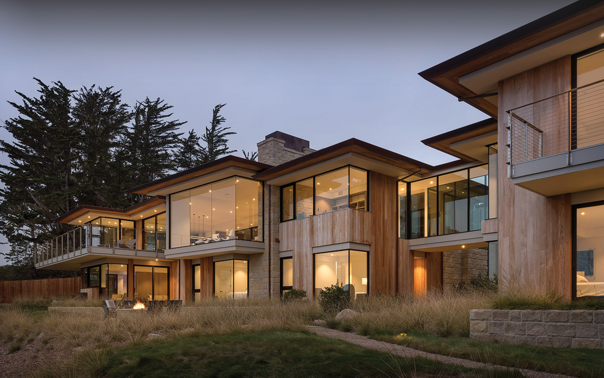 Pebble Beach home in the evening