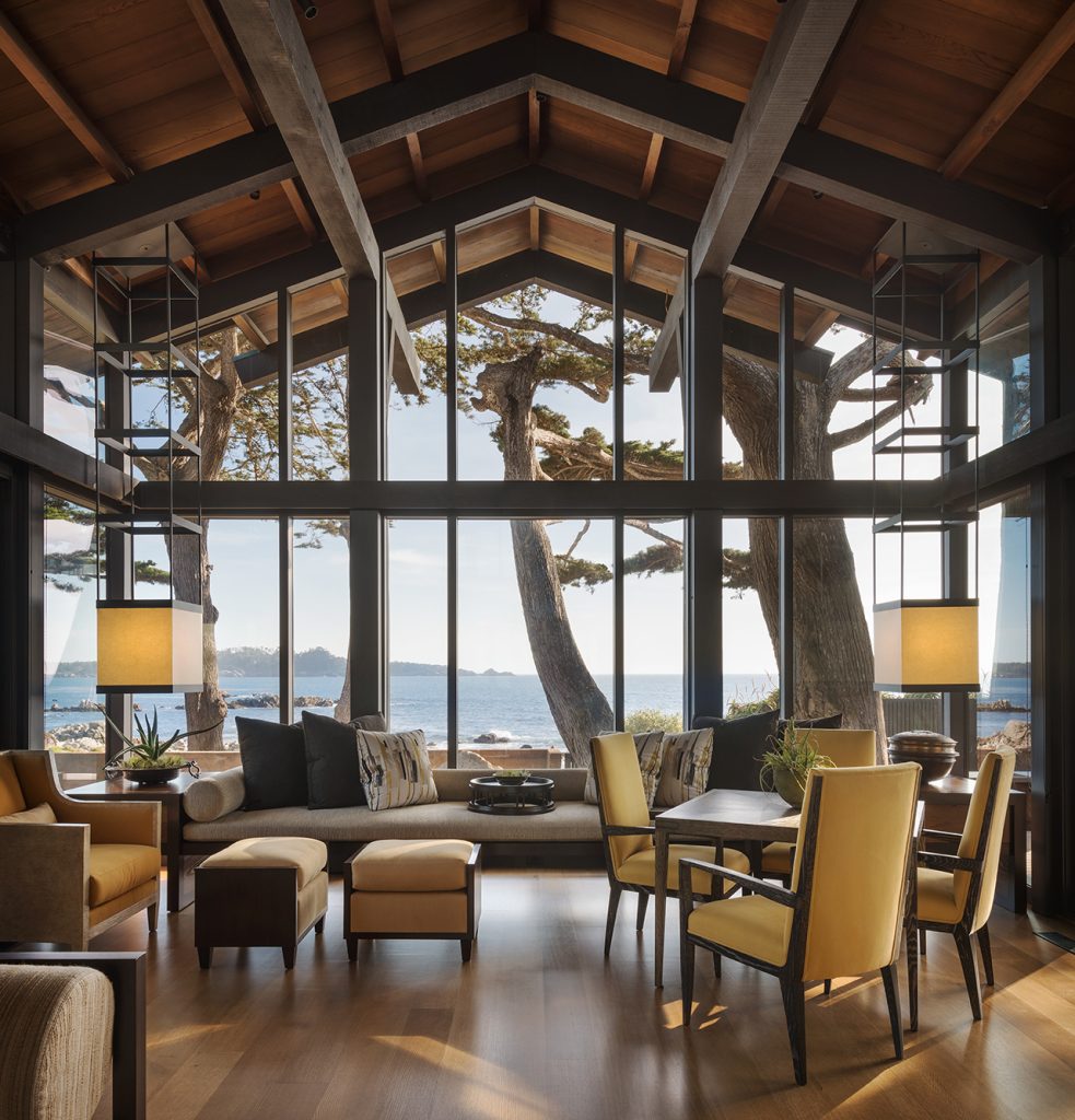 living room with coastal view